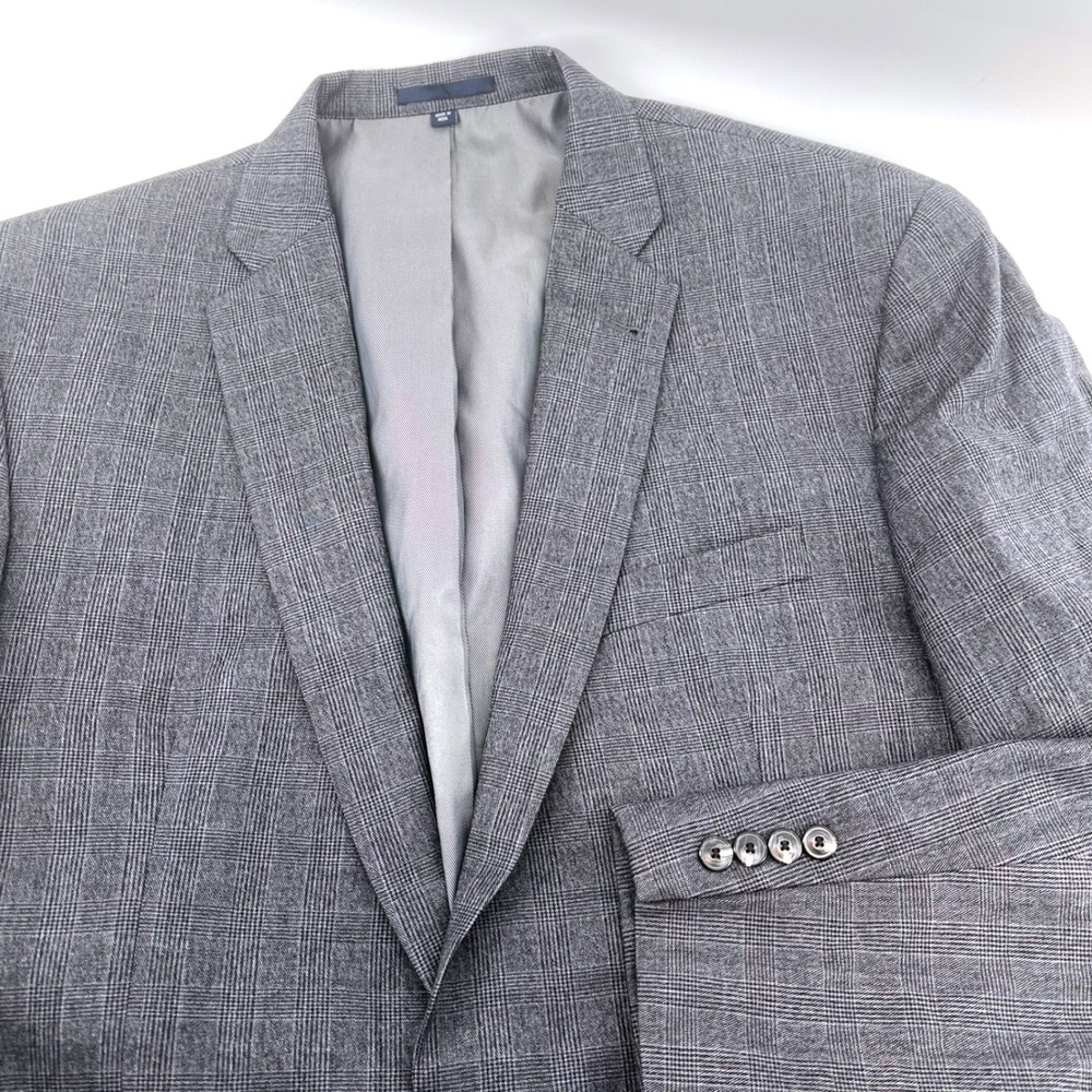 JOS A BANK 1905 Mens 46XL 40W Slim‎ Fit Plaid Wool Blazer Jacket Gray
